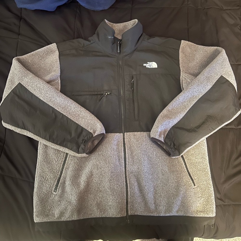 The North Face Jacket Mens Large Gray Black Fleece Full Zip